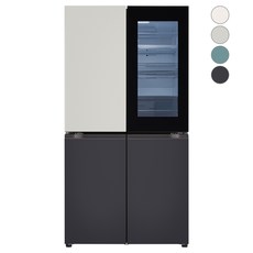 [색상선택형] LG전자 디오스 오브제컬렉션 노크온 4도어 냉장고 메탈 870L 방문설치, T873MGB312, 그레이(상), 블랙(하)