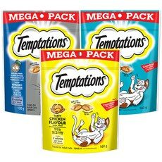 템테이션 메가팩 고양이 간식 3종 세트, 맛있는 닭고기맛,&고소한 참치맛&헤어볼 컨트롤, 1세트