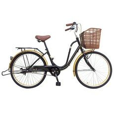 [지멘스 자전거] 여성자전거 쥬디 클래식자전거 시마노허브 알루미늄핸들 스텐나사 24 26인치, 블랙(24인치), 170cm