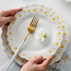 루비코코 데이지 꽃무늬 브런치 접시, 화이트