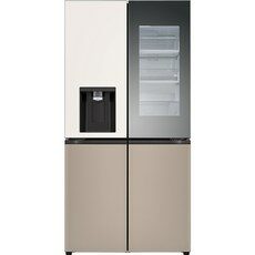 [색상선택형] LG전자 디오스 오브제 얼음정수기 글라스 4도어 노크온 냉장고 방문설치, 베이지 + 클레이 브라운, W824GBC472S