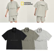 [매장정품]내셔널지오그래픽 여름 반팔 우븐 아노락 집업 트레이닝 반집업 운동복 땀복 티셔츠