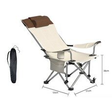 "캠핑의자 감성 접이식 롱 릴렉스 캠핑 폴딩 체어 베개 접이식 눕는 의자 낚시용품 ", 2P, 베이지(발받침 없음)