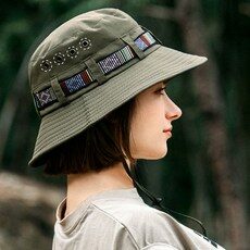  [랄라닷] 남녀 등산모자 캠핑모자 자외선차단모자 비치 여름 챙 모자 부니햇, 아미그린 